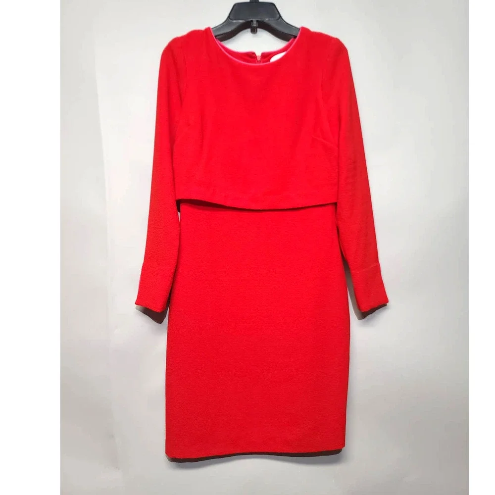 Badgley Mischka Red Long Sleeve Dress - Picture 1 of 6